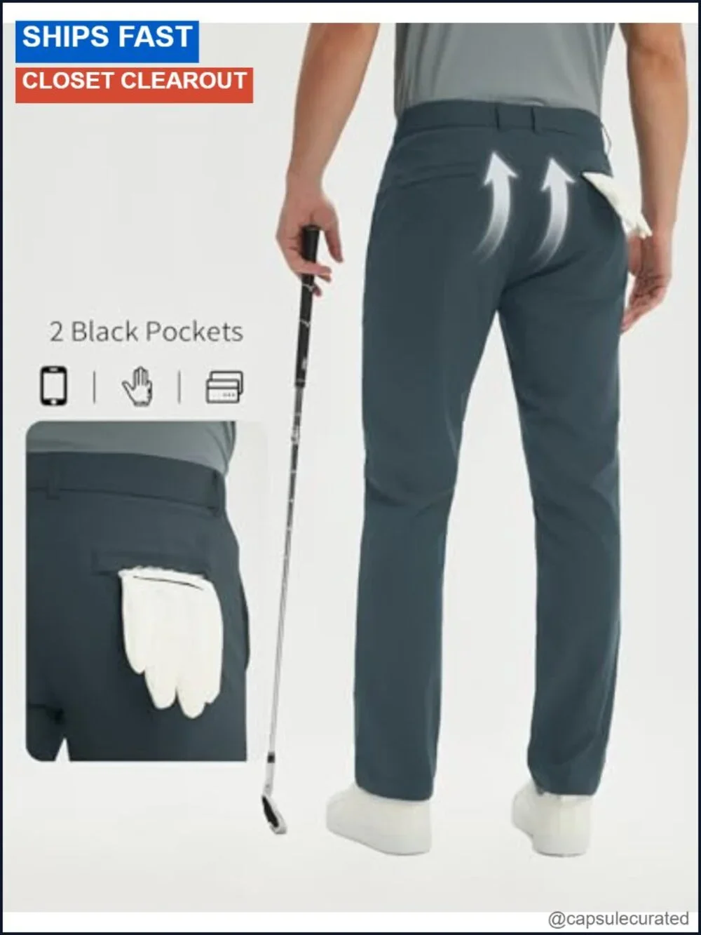 Men's Stretch Golf Pants 5 Pockets 4-Way Stretch Quick Dry UPF 50+